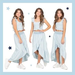 Girls Blue Ruffled set